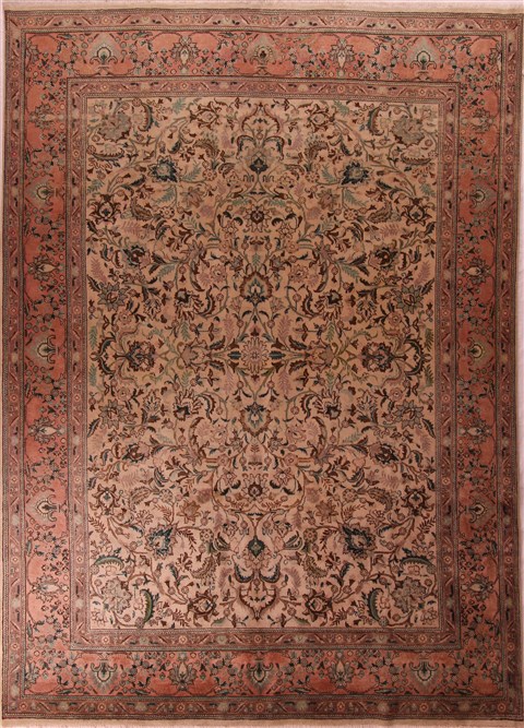 Tabriz Beige Hand Knotted 98 X 133 Area Rug 400-17227 Image 0