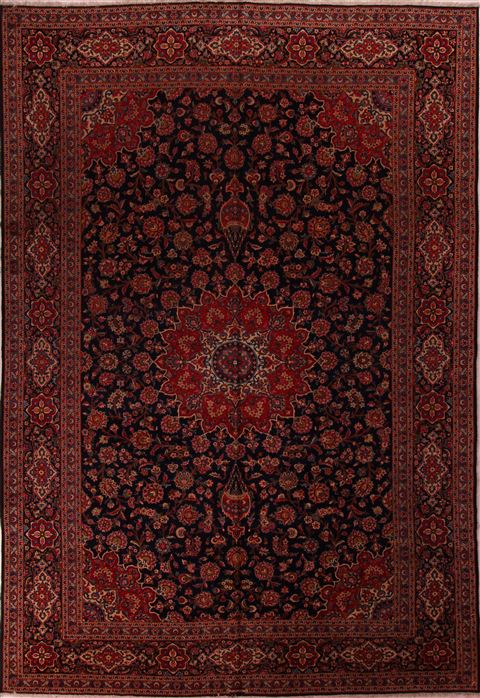 Kashan Blue Hand Knotted 108 X 156 Area Rug 400-17235 Image 0