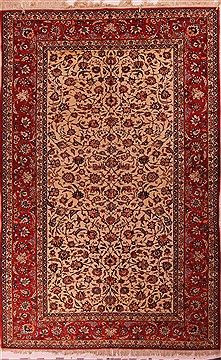 Isfahan Beige Hand Knotted 10'6" X 16'6"  Area Rug 400-17237