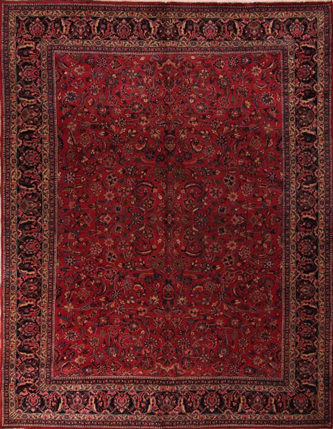 Mashad Red Hand Knotted 911 X 124 Area Rug 400-17238 Image 0