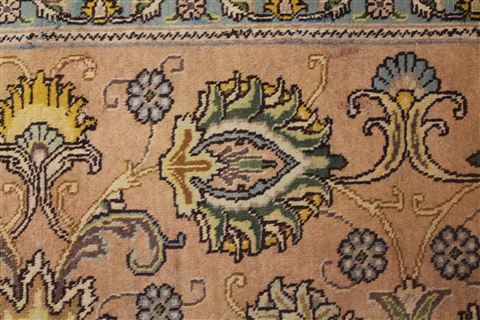 Tabriz Orange Hand Knotted 100 X 128 Area Rug 400-17241 Image 14