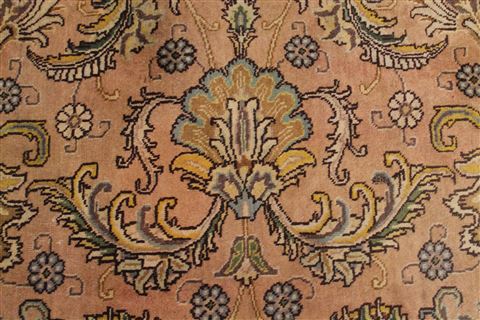 Tabriz Orange Hand Knotted 100 X 128 Area Rug 400-17241 Image 15