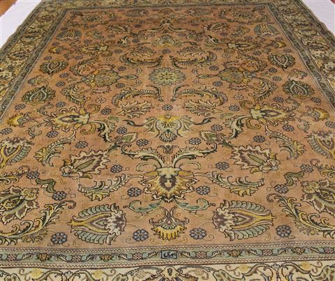 Tabriz Orange Hand Knotted 100 X 128 Area Rug 400-17241 Image 17