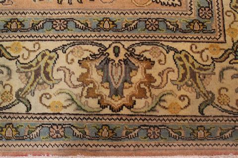 Tabriz Orange Hand Knotted 100 X 128 Area Rug 400-17241 Image 6