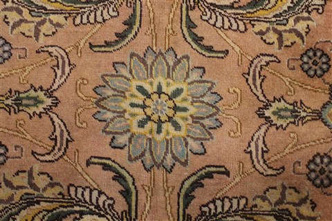 Tabriz Orange Hand Knotted 100 X 128 Area Rug 400-17241 Image 9