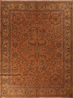 Persian Tabriz Orange Rectangle 10x13 ft Wool Carpet 17241
