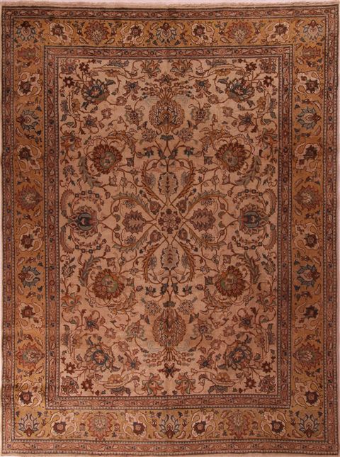 Tabriz Beige Hand Knotted 97 X 1211 Area Rug 400-17244 Image 0
