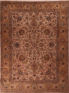 Persian Tabriz Beige Rectangle 10x13 ft Wool Carpet 17244