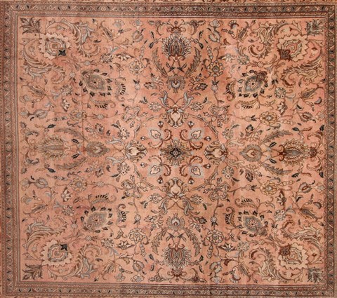 Tabriz Purple Square Hand Knotted 109 X 126 Area Rug 400-17245 Image 3