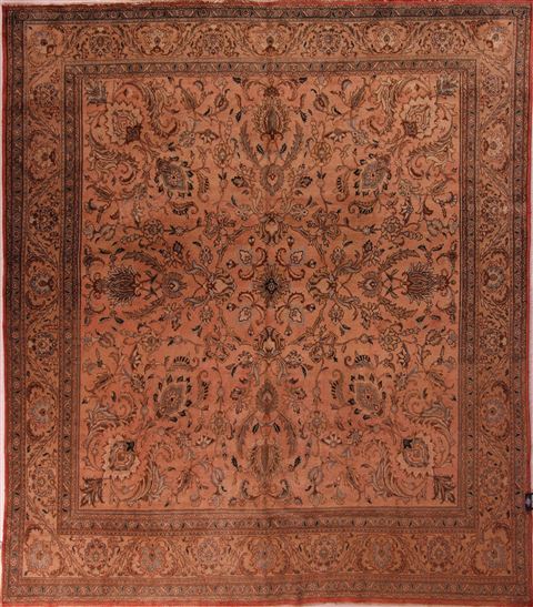 Tabriz Purple Square Hand Knotted 109 X 126 Area Rug 400-17245 Image 0