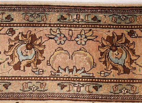 Tabriz Beige Hand Knotted 103 X 128 Area Rug 400-17247 Image 7
