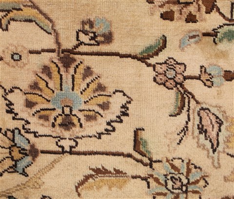 Tabriz Beige Hand Knotted 103 X 128 Area Rug 400-17247 Image 8