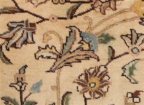 Tabriz Beige Hand Knotted 103 X 128 Area Rug 400-17247 Image 9