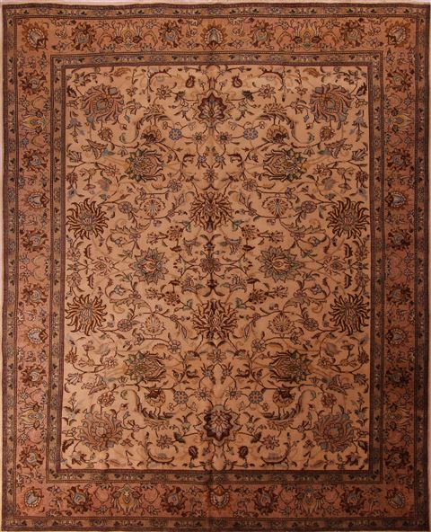 Tabriz Beige Hand Knotted 103 X 128 Area Rug 400-17247 Image 0