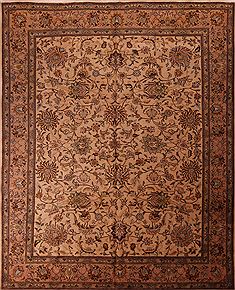 Persian Tabriz Beige Rectangle 10x13 ft Wool Carpet 17247