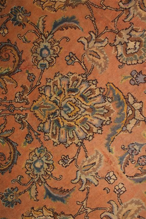 Tabriz Orange Square Hand Knotted 109 X 112 Area Rug 400-17249 Image 10
