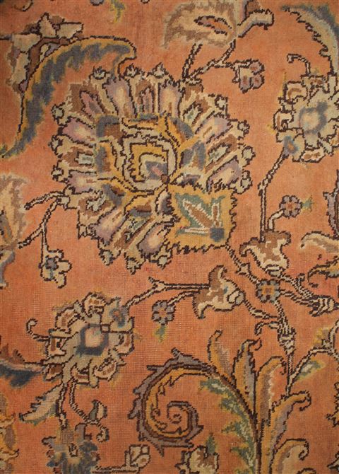 Tabriz Orange Square Hand Knotted 109 X 112 Area Rug 400-17249 Image 11