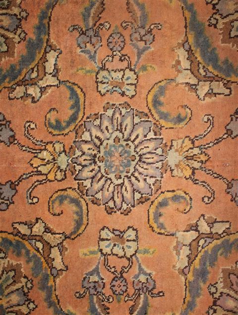 Tabriz Orange Square Hand Knotted 109 X 112 Area Rug 400-17249 Image 12