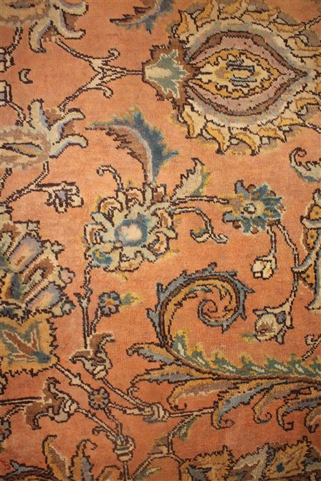 Tabriz Orange Square Hand Knotted 109 X 112 Area Rug 400-17249 Image 13