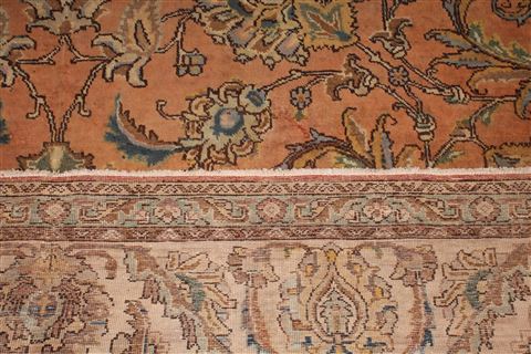 Tabriz Orange Square Hand Knotted 109 X 112 Area Rug 400-17249 Image 14