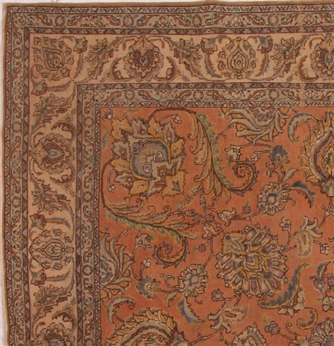 Tabriz Orange Square Hand Knotted 109 X 112 Area Rug 400-17249 Image 1