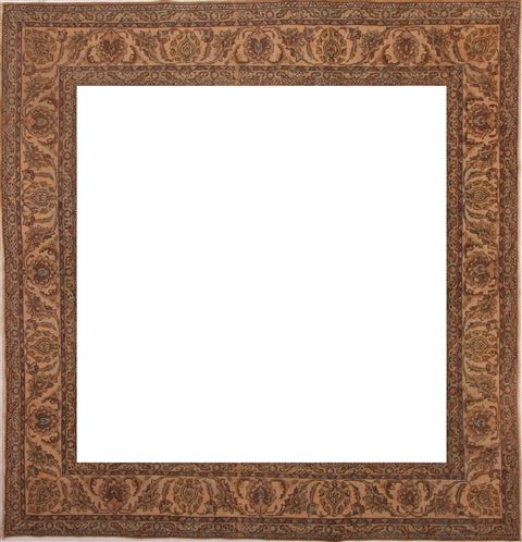 Tabriz Orange Square Hand Knotted 109 X 112 Area Rug 400-17249 Image 3