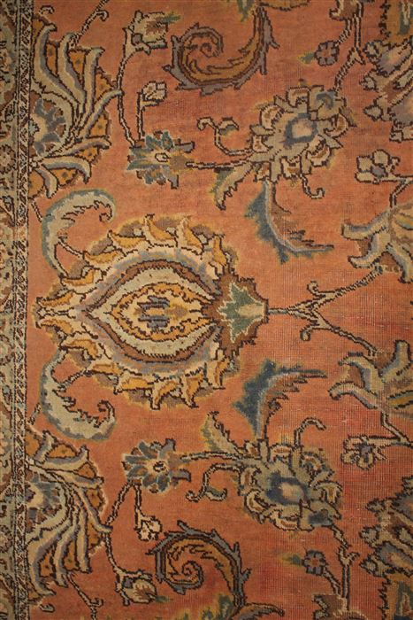 Tabriz Orange Square Hand Knotted 109 X 112 Area Rug 400-17249 Image 7