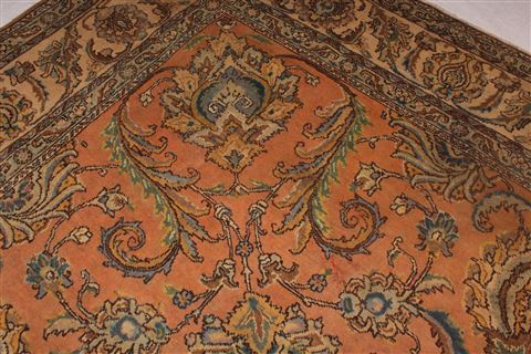 Tabriz Orange Square Hand Knotted 109 X 112 Area Rug 400-17249 Image 9