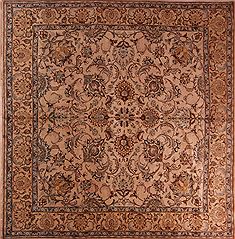 Persian Tabriz Beige Square 9 ft and Larger Wool Carpet 17250