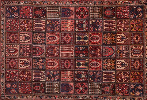 Bakhtiar Red Hand Knotted 107 X 144 Area Rug 400-17258 Image 32