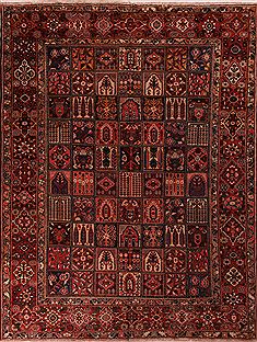 Bakhtiar Red Hand Knotted 10'7" X 14'4"  Area Rug 400-17258