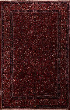 Persian Mashad Red Rectangle 10x14 ft Wool Carpet 17260