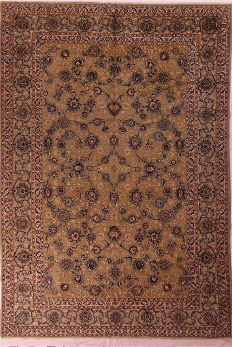 Kashan Green Hand Knotted 105 X 150  Area Rug 400-17266 Image 0