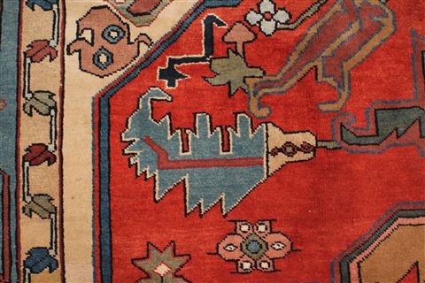 Heriz Red Hand Knotted 106 X 136 Area Rug 400-17267 Image 11