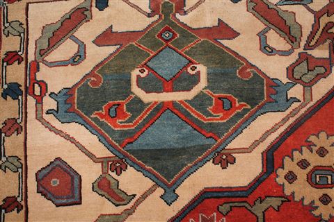 Heriz Red Hand Knotted 106 X 136 Area Rug 400-17267 Image 12