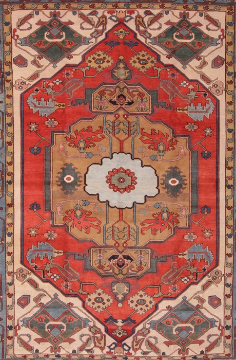 Heriz Red Hand Knotted 106 X 136 Area Rug 400-17267 Image 20