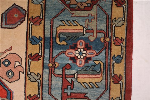 Heriz Red Hand Knotted 106 X 136 Area Rug 400-17267 Image 4