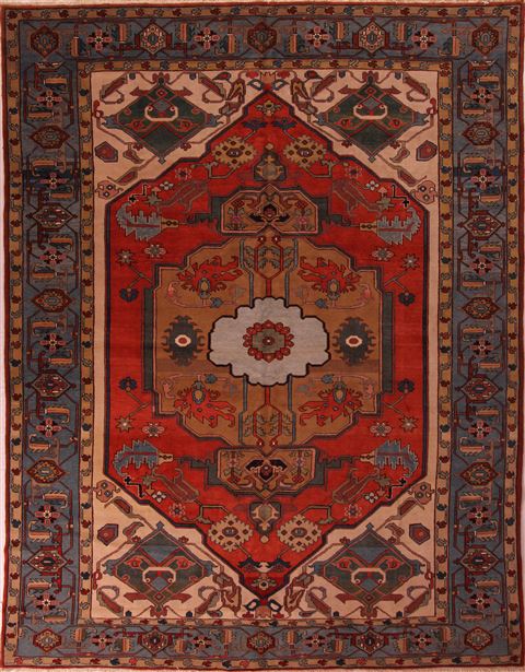 Heriz Red Hand Knotted 106 X 136 Area Rug 400-17267 Image 0
