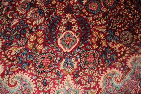 Kerman Red Hand Knotted 115 X 166 Area Rug 400-17269 Image 27