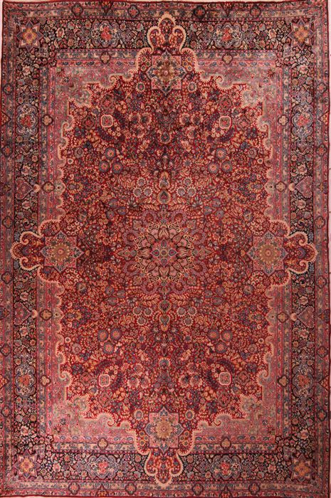 Kerman Red Hand Knotted 115 X 166 Area Rug 400-17269 Image 0