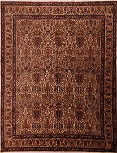 Persian Tabriz White Rectangle 10x13 ft Wool Carpet 17274