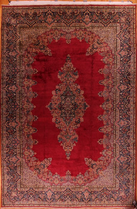 Kerman Red Hand Knotted 132 X 198  Area Rug 400-17281 Image 0