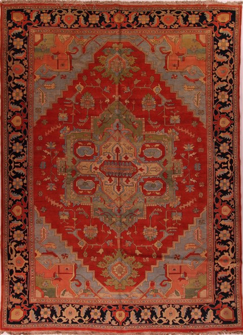 Heriz Orange Hand Knotted 114 X 156  Area Rug 400-17282 Image 0