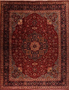 Persian Tabriz Red Rectangle 12x18 ft Wool Carpet 17283