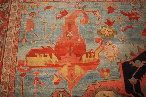 Heriz Blue Hand Knotted 131 X 165 Area Rug 400-17290 Image 11