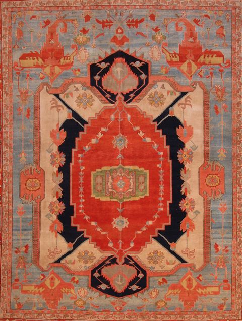 Heriz Blue Hand Knotted 131 X 165 Area Rug 400-17290 Image 16