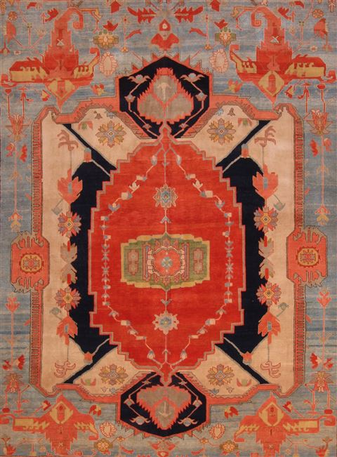 Heriz Blue Hand Knotted 131 X 165 Area Rug 400-17290 Image 17