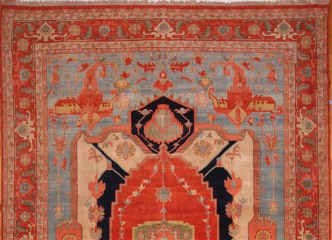 Heriz Blue Hand Knotted 131 X 165 Area Rug 400-17290 Image 1