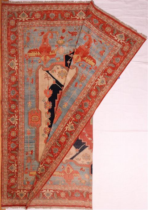 Heriz Blue Hand Knotted 131 X 165 Area Rug 400-17290 Image 2