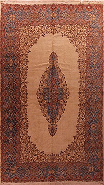 Persian Kerman Beige Rectangle 11x16 ft Wool Carpet 17300